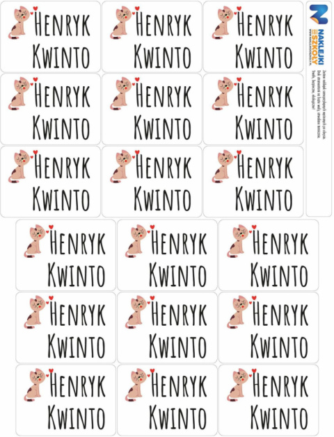 Naklejki imienne, imiennik na zeszyty i ksiązki - 18 sztuk Naklejki imienne, imiennik na zeszyty i ksiązki - 18 sztuk