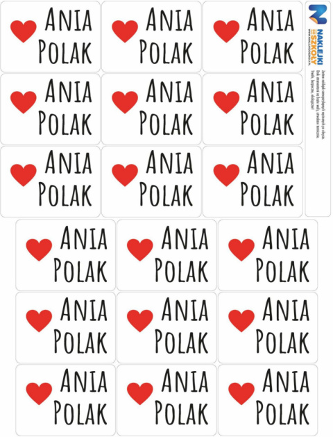 Naklejki imienne, imiennik na zeszyty i ksiązki - 18 sztuk Naklejki imienne, imiennik na zeszyty i ksiązki - 18 sztuk
