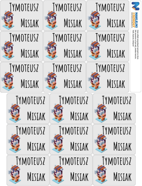 Naklejki imienne, imiennik na zeszyty i ksiązki - 18 sztuk Naklejki imienne, imiennik na zeszyty i ksiązki - 18 sztuk