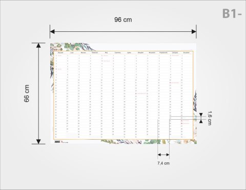 PLANER ŚCIENNY UNIWERSALNY ROCZNY B1 FLORAL PLANER ŚCIENNY UNIWERSALNY ROCZNY B1 FLORAL