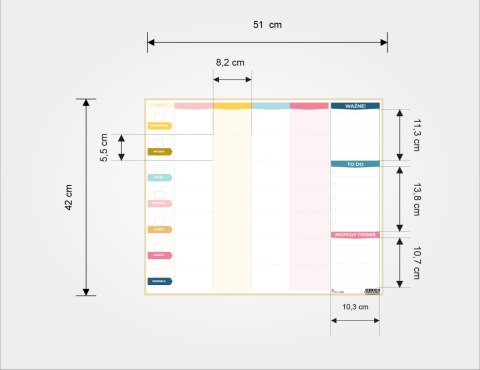 PLANER UNIWERSALNY TYGODNIOWY PASTELOVE 2+2 RODZINNY PLANER UNIWERSALNY TYGODNIOWY PASTELOVE 2+2 RODZINNY