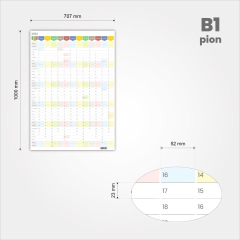 Planer ścienny kalendarz 2025 B1 suchościeralny pionowy TĘCZA Planer ścienny kalendarz 2025 B1 suchościeralny pionowy TĘCZA