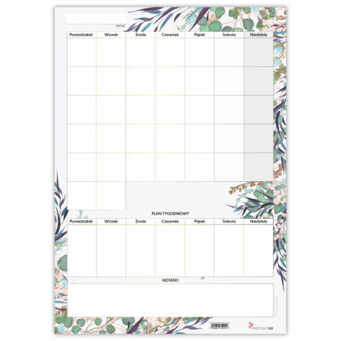 PLANER UNIWERSALNY MIESIĘCZNY FLORAL Z NOTATKAMI PLANER UNIWERSALNY MIESIĘCZNY FLORAL Z NOTATKAMI
