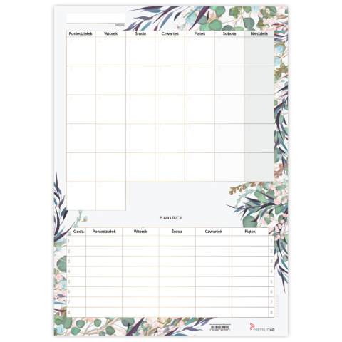 PLANER UNIWERSALNY MIESIĘCZNY FLORAL Z PLANEM LEKCJI PLANER UNIWERSALNY MIESIĘCZNY FLORAL Z PLANEM LEKCJI