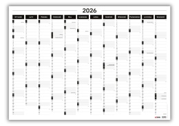 Planer ścienny kalendarz 2026 A0 suchościeralny B&W