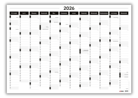 Planer ścienny kalendarz 2026 A0 suchościeralny B&W Planer ścienny kalendarz 2026 A0 suchościeralny B&W