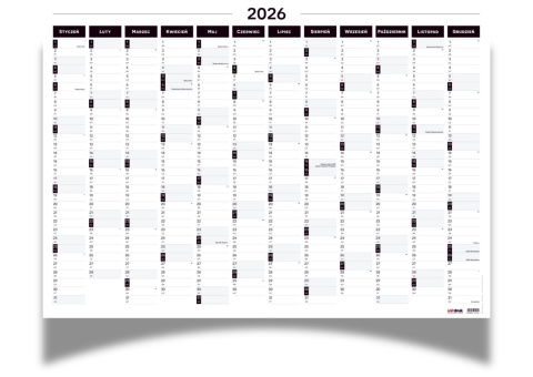 Planer ścienny kalendarz 2026 A0 suchościeralny B&W Planer ścienny kalendarz 2026 A0 suchościeralny B&W