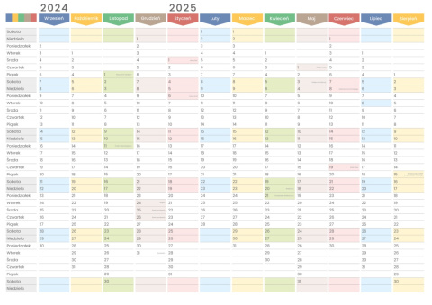 Planer ścienny szkolny kalendarz 2024/2025 A0 suchościeralny TĘCZA Planer ścienny szkolny kalendarz 2024/2025 A0 suchościeralny TĘCZA
