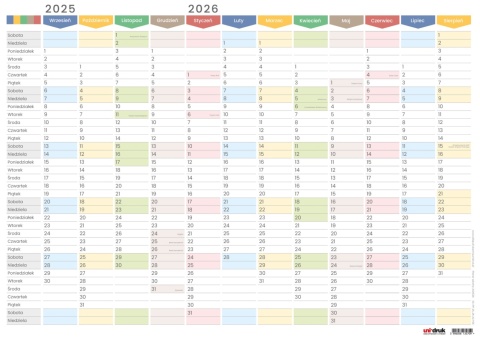 Planer ścienny szkolny kalendarz 2025/2026 A0 suchościeralny TĘCZA Planer ścienny szkolny kalendarz 2025/2026 A0 suchościeralny TĘCZA