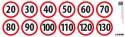 Zestaw naklejek Limit Prędkości - 14 cm - 12 szt.
