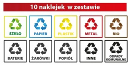 Naklejki na ŚMIETNIK KOSZE NA ŚMIECI 8cm komplet