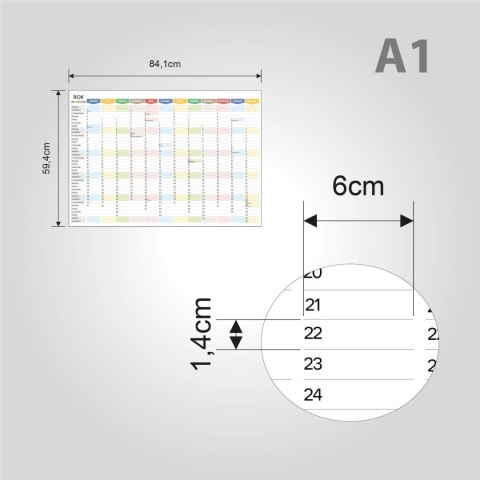 Planer ścienny kalendarz 2027 A1 niezmywalny TĘCZA