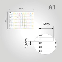 Planer ścienny kalendarz 2027 A1 suchościeralny TĘCZA