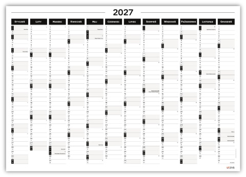 Planer ścienny kalendarz 2027 A2 suchościeralny B&W