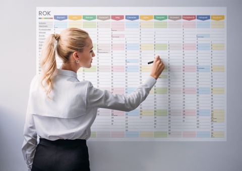 Planer ścienny szkolny kalendarz 2026/2027 A0 suchościeralny TĘCZA