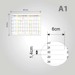 Planer ścienny szkolny kalendarz 2026/2027 A1 suchościeralny TĘCZA