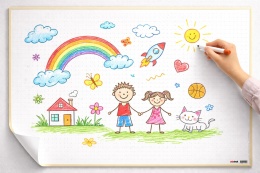 Samoprzylepna tablica suchościeralna 100x70 cm - kropki