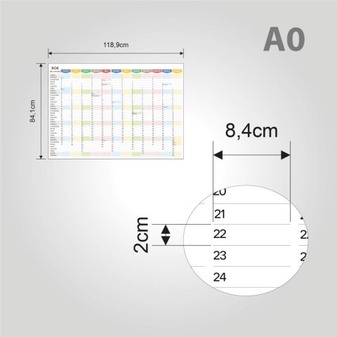 Samoprzylepny Planer ścienny kalendarz 2027 A0 suchościeralny TĘCZA