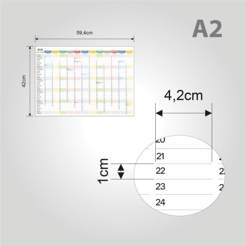 Samoprzylepny Planer ścienny kalendarz 2027 A2 suchościeralny TĘCZA