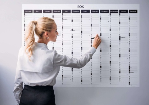 Samoprzylepny Planer ścienny kalendarz 2027 B0 suchościeralny B&W