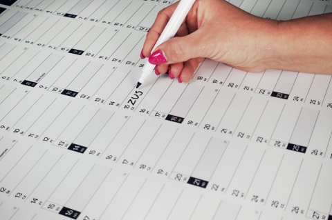 Samoprzylepny Planer ścienny kalendarz 2027 B2 suchościeralny pionowy B&W