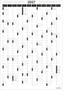 Samoprzylepny Planer ścienny kalendarz 2027 B2 suchościeralny pionowy B&W