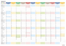 Samoprzylepny Planer ścienny kalendarz 2027 A2 suchościeralny TĘCZA