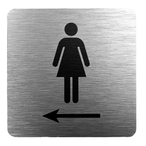 Tabliczka 8x8 cm - WC damski w lewo