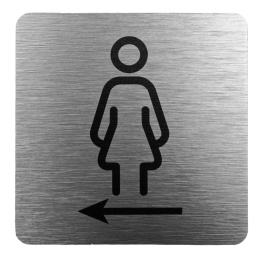 Tabliczka 8x8 cm - WC damski w lewo