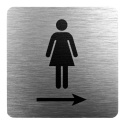 Tabliczka 8x8 cm - WC damski w prawo
