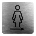 Tabliczka 8x8 cm - WC damski w prawo