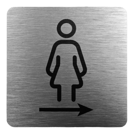 Tabliczka 8x8 cm - WC damski w prawo