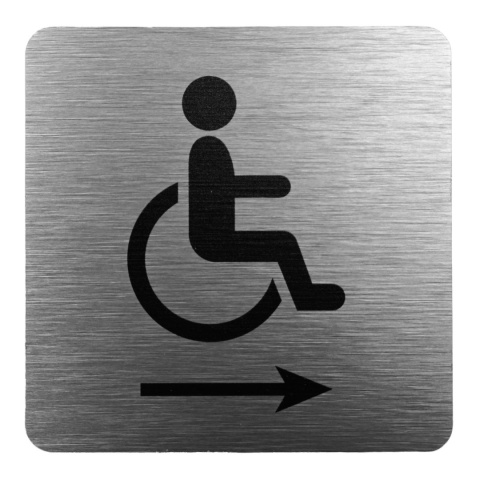 Tabliczka 8x8 cm - WC dla niepełnosprawnych w prawo