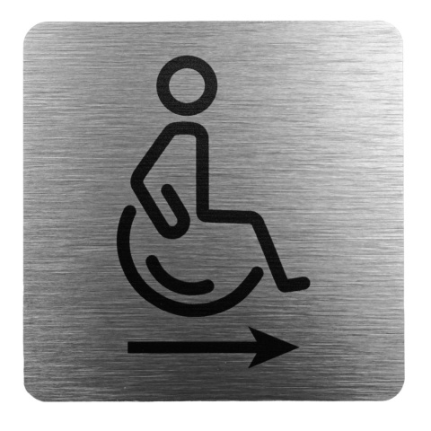 Tabliczka 8x8 cm - WC dla niepełnosprawnych w prawo