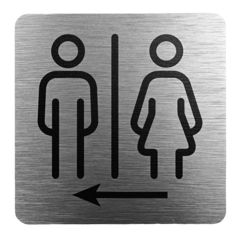 Tabliczka 8x8 cm - WC koedukacyjna w lewo