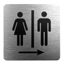 Tabliczka 8x8 cm - WC koedukacyjna w prawo