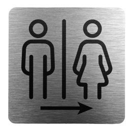 Tabliczka 8x8 cm - WC koedukacyjna w prawo