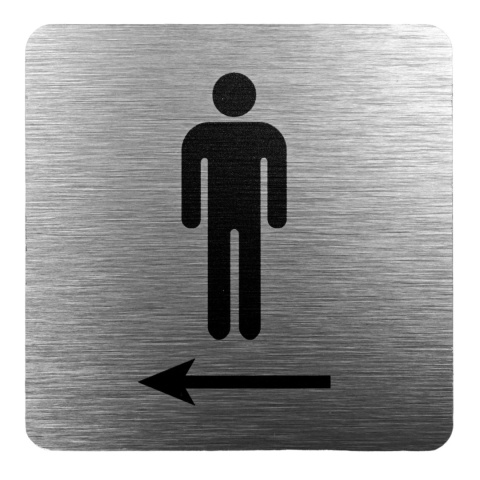 Tabliczka 8x8 cm - WC męski w lewo