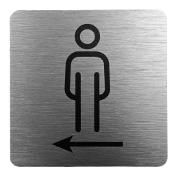 Tabliczka 8x8 cm - WC męski w lewo