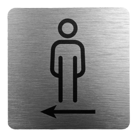 Tabliczka 8x8 cm - WC męski w lewo