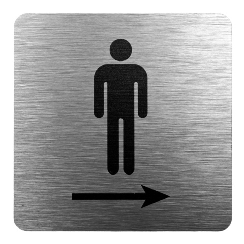 Tabliczka 8x8 cm - WC męski w prawo