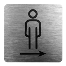 Tabliczka 8x8 cm - WC męski w prawo