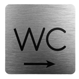 Tabliczka 8x8 cm - WC w prawo