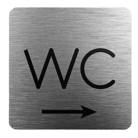 Tabliczka 8x8 cm - WC w prawo