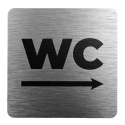 Tabliczka 8x8 cm - WC w prawo