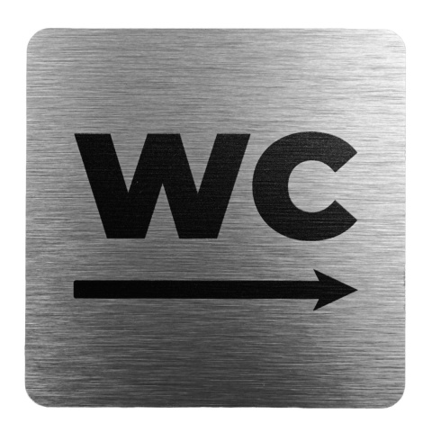 Tabliczka 8x8 cm - WC w prawo