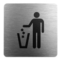 Tabliczka 8x8 cm - kosz na śmieci